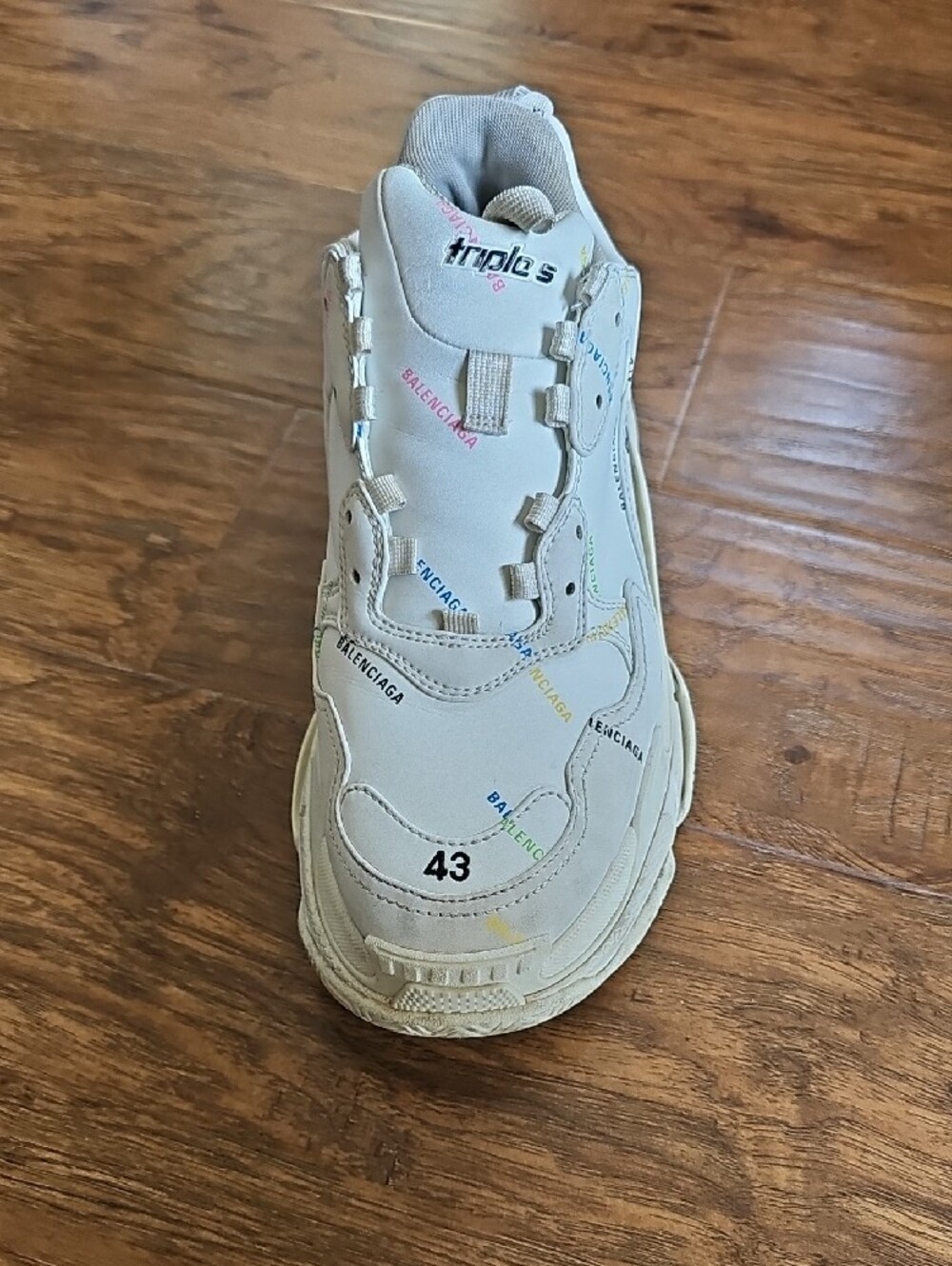 Balenciaga Triple S Sneaker 'Allover Logo - White Multi - Size 43 10US - Picture 10 of 12